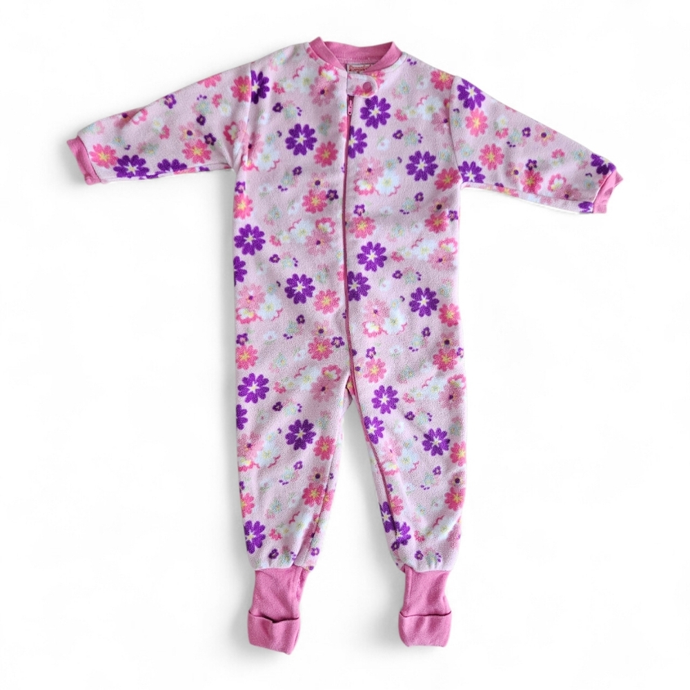 5/$25 Snugabye Toddler Girl Fleece Footed Sleeper Floral Pink Purple Size 24M